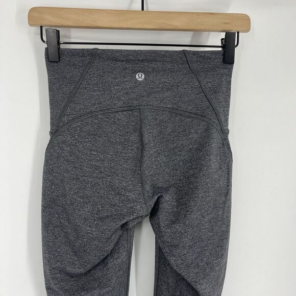 Lululemon Leggings Size 4 Heathered Gray Train Times 7/8 Pant 25" Yoga Stretch - Picture 5 of 7